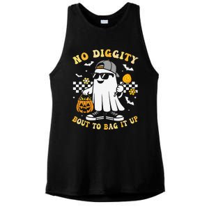 No Diggity Bout To Bag It Up Retro Ghost Halloween Gift Ladies PosiCharge Tri-Blend Wicking Tank