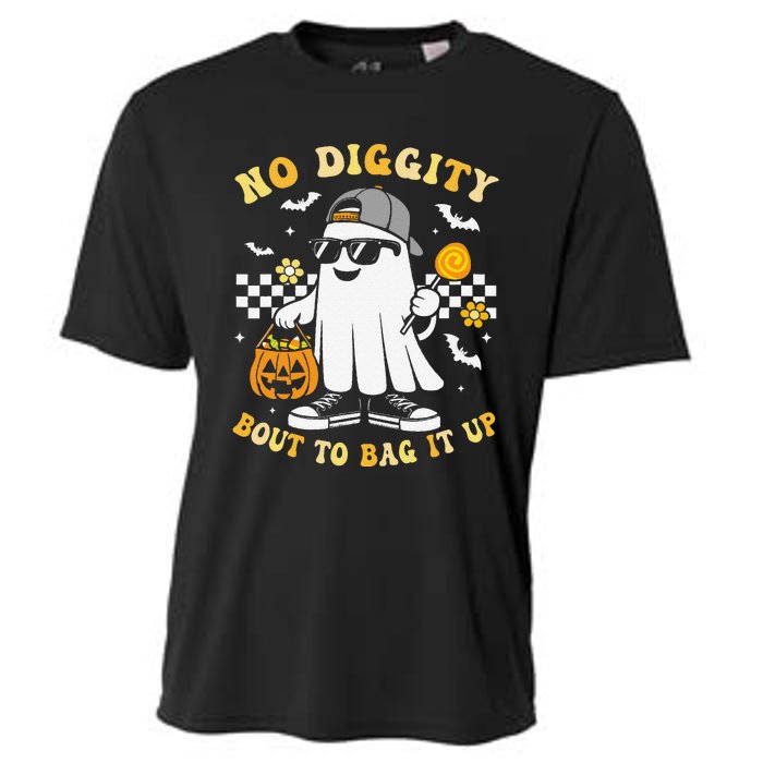 No Diggity Bout To Bag It Up Retro Ghost Halloween Gift Cooling Performance Crew T-Shirt