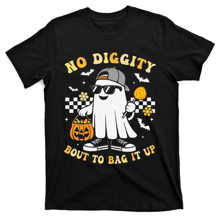 No Diggity Bout To Bag It Up Retro Ghost Halloween Gift T-Shirt