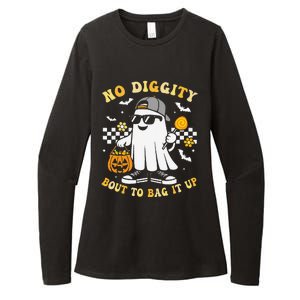 No Diggity Bout To Bag It Up Retro Ghost Halloween Gift Womens CVC Long Sleeve Shirt