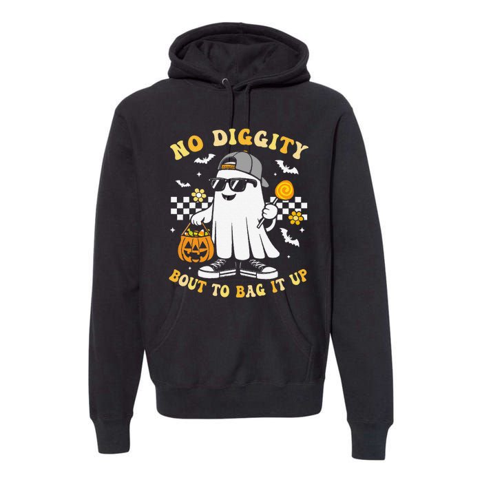 No Diggity Bout To Bag It Up Retro Ghost Halloween Gift Premium Hoodie