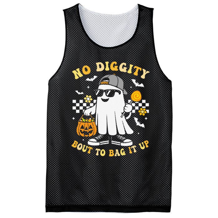 No Diggity Bout To Bag It Up Retro Ghost Halloween Gift Mesh Reversible Basketball Jersey Tank