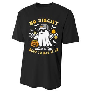 No Diggity Bout To Bag It Up Retro Ghost Halloween Gift Performance Sprint T-Shirt