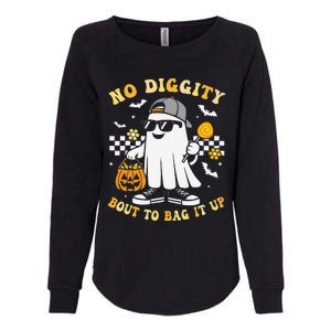 No Diggity Bout To Bag It Up Retro Ghost Halloween Gift Womens California Wash Sweatshirt