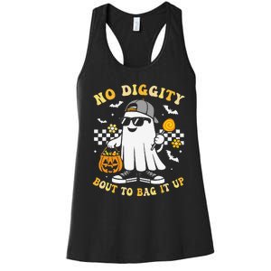 No Diggity Bout To Bag It Up Retro Ghost Halloween Gift Women's Racerback Tank