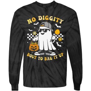 No Diggity Bout To Bag It Up Retro Ghost Halloween Gift Tie-Dye Long Sleeve Shirt