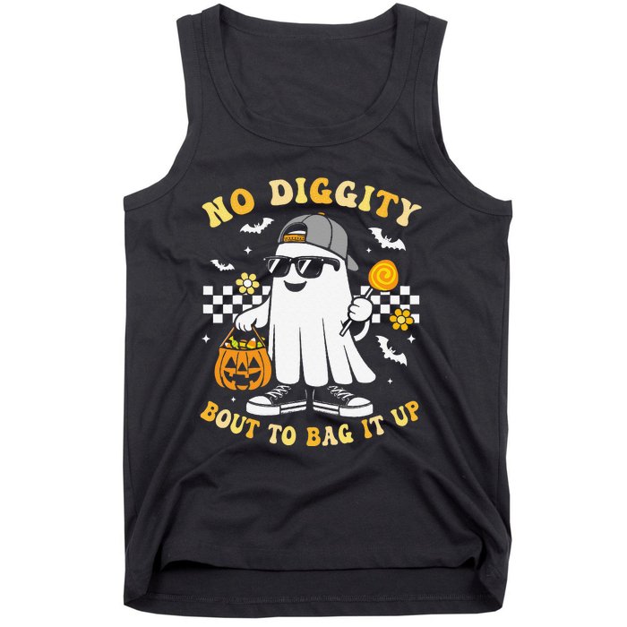 No Diggity Bout To Bag It Up Retro Ghost Halloween Gift Tank Top