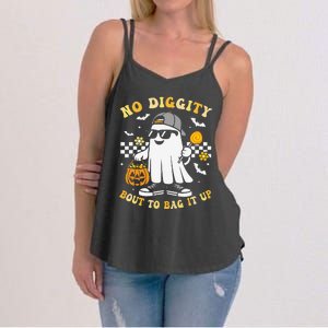 No Diggity Bout To Bag It Up Retro Ghost Halloween Gift Women's Strappy Tank