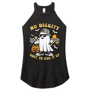 No Diggity Bout To Bag It Up Retro Ghost Halloween Gift Women's Perfect Tri Rocker Tank