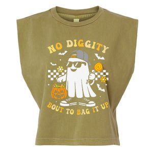 No Diggity Bout To Bag It Up Retro Ghost Halloween Gift Garment-Dyed Women's Muscle Tee