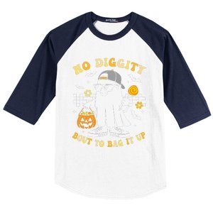 No Diggity Bout To Bag It Up Retro Ghost Halloween Gift Baseball Sleeve Shirt