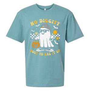 No Diggity Bout To Bag It Up Retro Ghost Halloween Gift Sueded Cloud Jersey T-Shirt