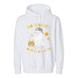 No Diggity Bout To Bag It Up Retro Ghost Halloween Gift Garment-Dyed Fleece Hoodie