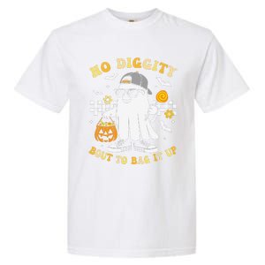 No Diggity Bout To Bag It Up Retro Ghost Halloween Gift Garment-Dyed Heavyweight T-Shirt