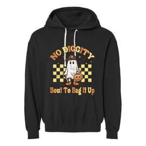 No Diggity Bout To Bag It Up Cool Ghost Halloween Garment-Dyed Fleece Hoodie