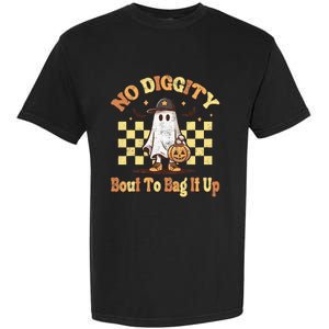 No Diggity Bout To Bag It Up Cool Ghost Halloween Garment-Dyed Heavyweight T-Shirt