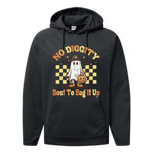 No Diggity Bout To Bag It Up Cool Ghost Halloween Performance Fleece Hoodie