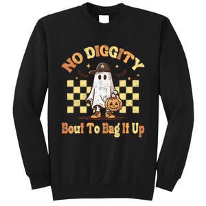 No Diggity Bout To Bag It Up Cool Ghost Halloween Tall Sweatshirt