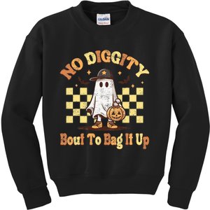 No Diggity Bout To Bag It Up Cool Ghost Halloween Kids Sweatshirt