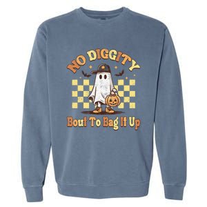 No Diggity Bout To Bag It Up Cool Ghost Halloween Garment-Dyed Sweatshirt