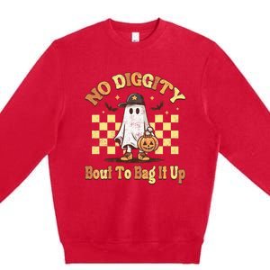 No Diggity Bout To Bag It Up Cool Ghost Halloween Premium Crewneck Sweatshirt