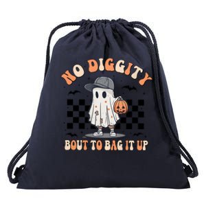 No Diggity Bout To Bag It Up Cute Ghost Ghoul Halloween Drawstring Bag