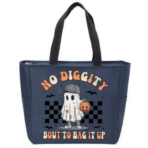 No Diggity Bout To Bag It Up Cute Ghost Ghoul Halloween Zip Tote Bag