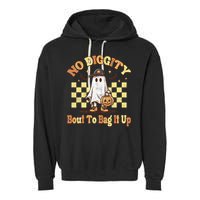 No Diggity Bout To Bag It Up Cool Ghost Halloween Garment-Dyed Fleece Hoodie