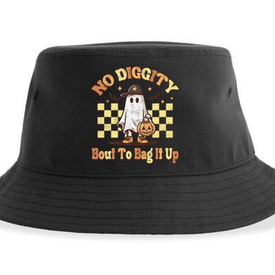 No Diggity Bout To Bag It Up Cool Ghost Halloween Sustainable Bucket Hat