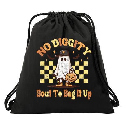 No Diggity Bout To Bag It Up Cool Ghost Halloween Drawstring Bag