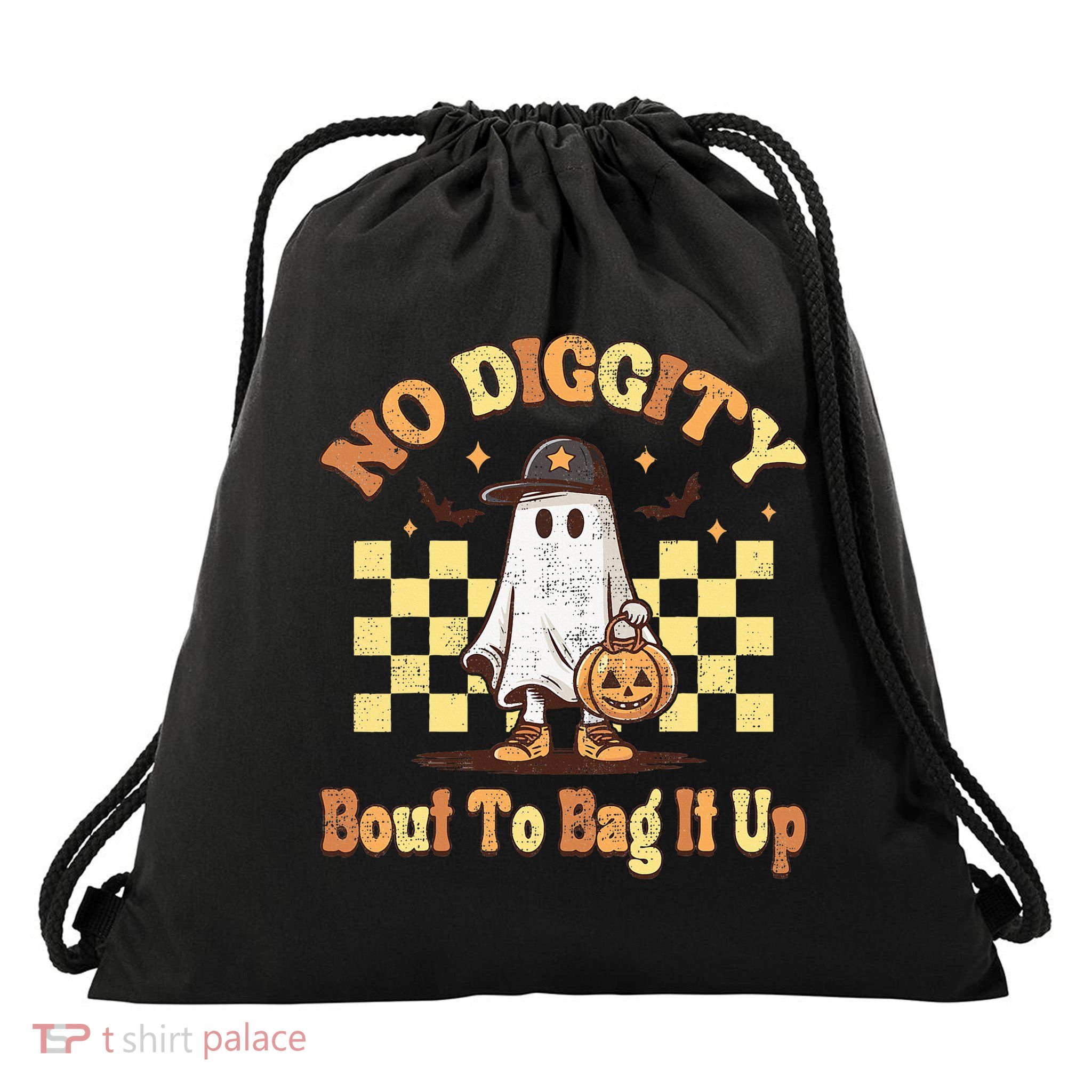 No Diggity Bout To Bag It Up Cool Ghost Halloween Drawstring Bag