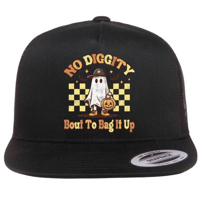 No Diggity Bout To Bag It Up Cool Ghost Halloween Flatbill Hat