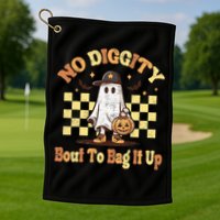 No Diggity Bout To Bag It Up Cool Ghost Halloween Golf Towel