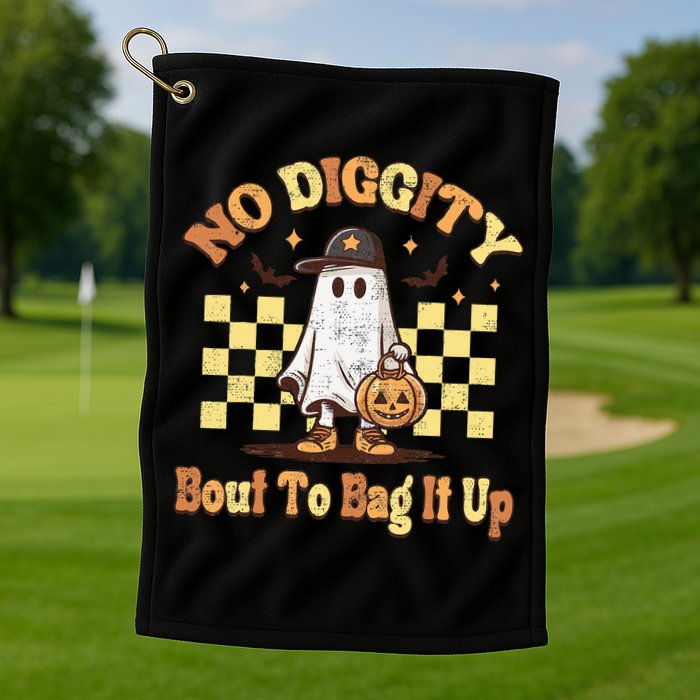 No Diggity Bout To Bag It Up Cool Ghost Halloween Golf Towel