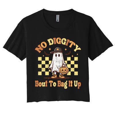 No Diggity Bout To Bag It Up Cool Ghost Halloween Crop Top