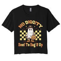 No Diggity Bout To Bag It Up Cool Ghost Halloween Women's Crop Top Tee