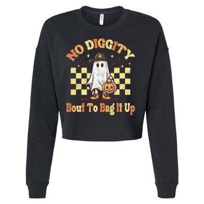 No Diggity Bout To Bag It Up Cool Ghost Halloween Cropped Pullover Crew