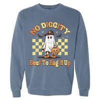 No Diggity Bout To Bag It Up Cool Ghost Halloween Garment-Dyed Sweatshirt