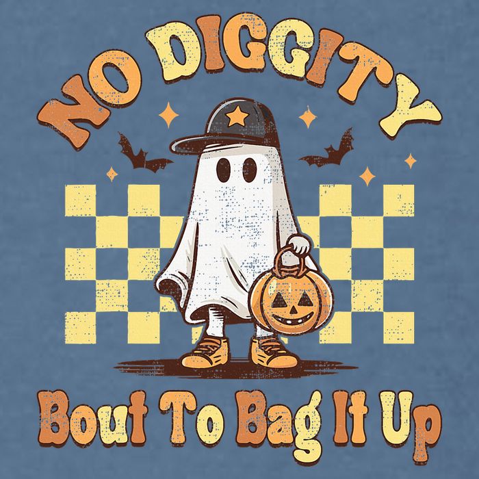 No Diggity Bout To Bag It Up Cool Ghost Halloween Garment-Dyed Sweatshirt