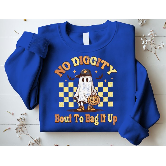 No Diggity Bout To Bag It Up Cool Ghost Halloween Sweatshirt