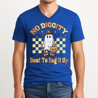 No Diggity Bout To Bag It Up Cool Ghost Halloween V-Neck T-Shirt