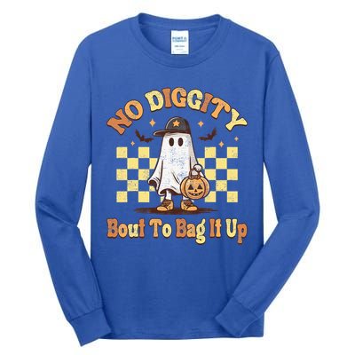 No Diggity Bout To Bag It Up Cool Ghost Halloween Tall Long Sleeve T-Shirt