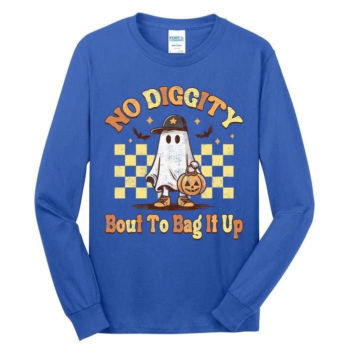 No Diggity Bout To Bag It Up Cool Ghost Halloween Tall Long Sleeve T-Shirt
