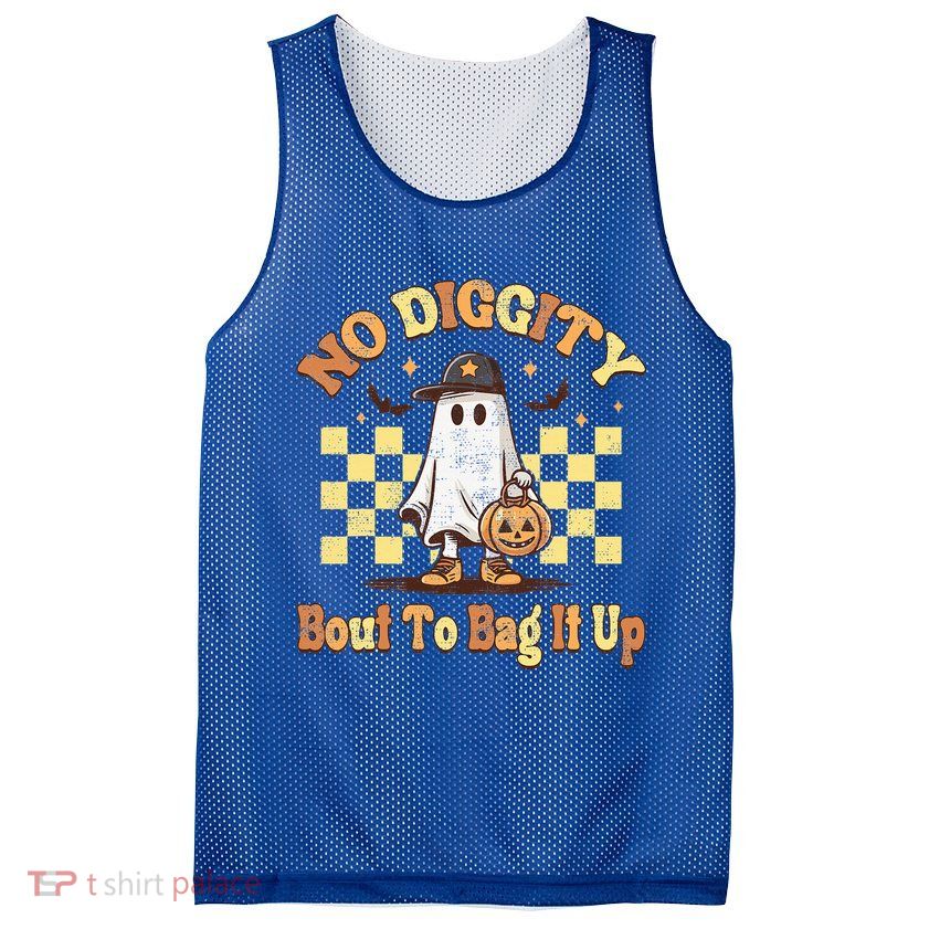 No Diggity Bout To Bag It Up Cool Ghost Halloween Mesh Reversible Basketball Jersey Tank