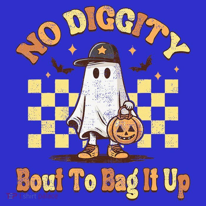 No Diggity Bout To Bag It Up Cool Ghost Halloween Pom Pom 12in Knit Beanie