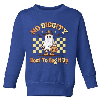 No Diggity Bout To Bag It Up Cool Ghost Halloween Toddler Sweatshirt