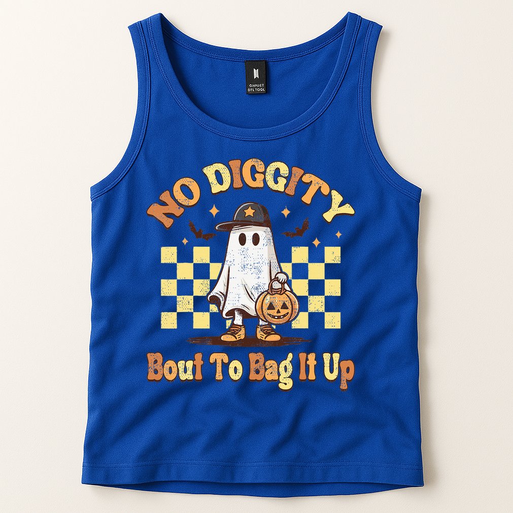 No Diggity Bout To Bag It Up Cool Ghost Halloween Tank Top