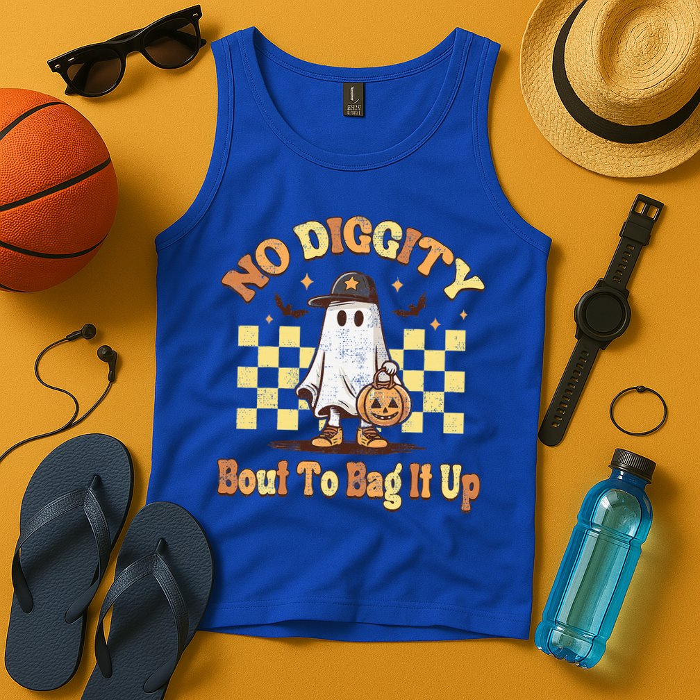 No Diggity Bout To Bag It Up Cool Ghost Halloween Tank Top