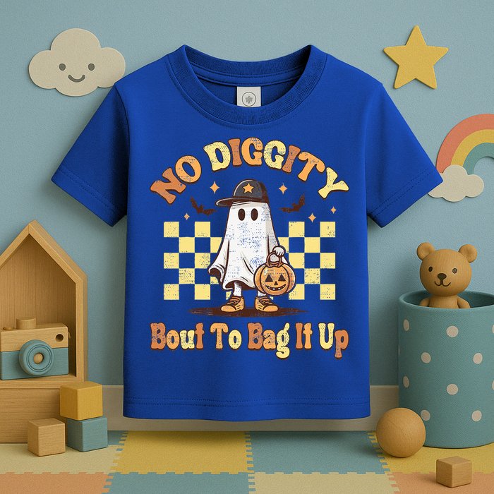 No Diggity Bout To Bag It Up Cool Ghost Halloween Toddler T-Shirt