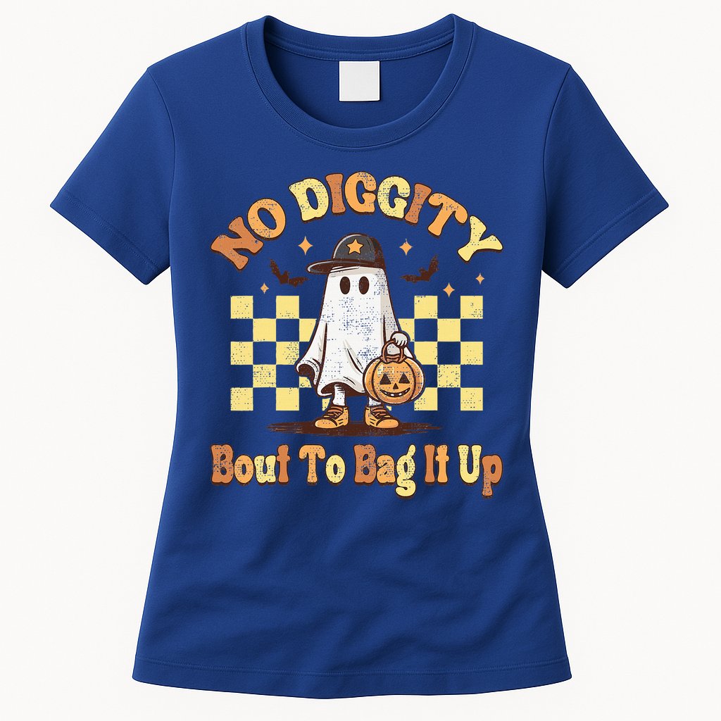 No Diggity Bout To Bag It Up Cool Ghost Halloween Womens T-Shirt